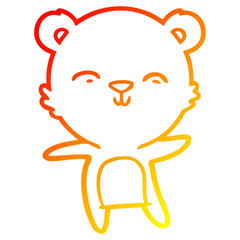 Fototapeta premium warm gradient line drawing happy cartoon polar bear dancing