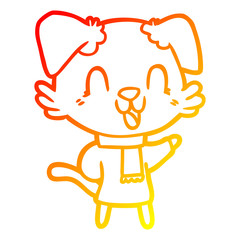 warm gradient line drawing laughing cartoon dog