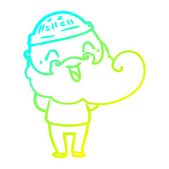 cold gradient line drawing happy bearded man