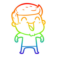 rainbow gradient line drawing cartoon man laughing