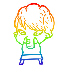 rainbow gradient line drawing cartoon woman