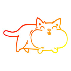 warm gradient line drawing cartoon fat cat
