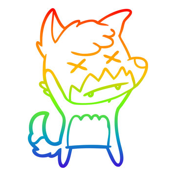 recommend clip art: rainbow gradient line drawing cartoon cross eyed fox