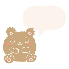 cute cartoon bear and speech bubble in retro style
