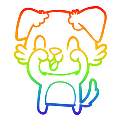 rainbow gradient line drawing laughing cartoon dog