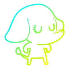 cold gradient line drawing cute cartoon elephant