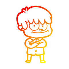 warm gradient line drawing happy cartoon man