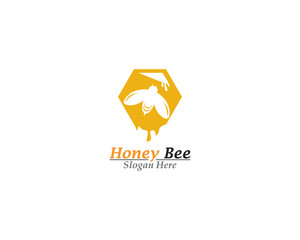 Bee and Honey comb logo template