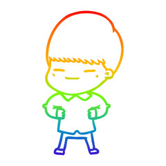rainbow gradient line drawing cartoon smug boy