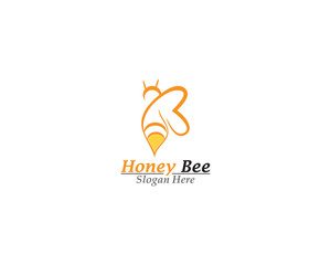 Bee and Honey comb logo template