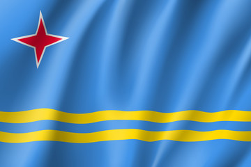 National flag of Aruba island in Caribbean sea