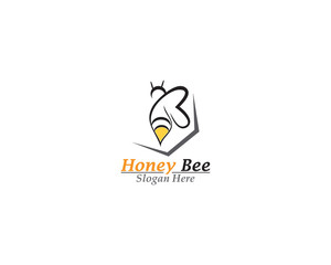 Bee and Honey comb logo template