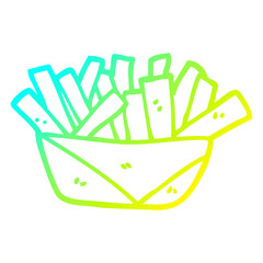cold gradient line drawing cartoon french fries
