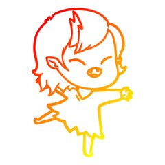 warm gradient line drawing cartoon laughing vampire girl