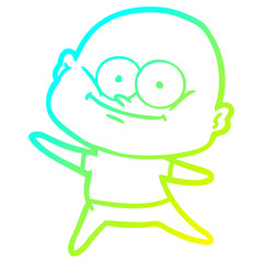 cold gradient line drawing cartoon bald man staring