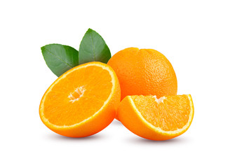 Fresh orange on white background