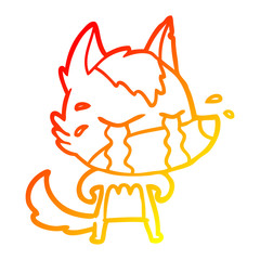 warm gradient line drawing cartoon crying wolf