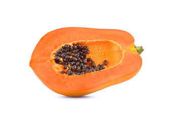 Ripe papaya on white background