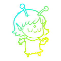 cold gradient line drawing cartoon alien girl dancing