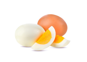 Boiled eggs on white background
