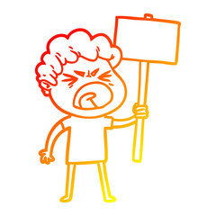 warm gradient line drawing cartoon furious man