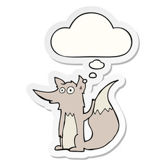 cartoon wolf and thought bubble as a printed sticker