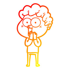 warm gradient line drawing cartoon happy man