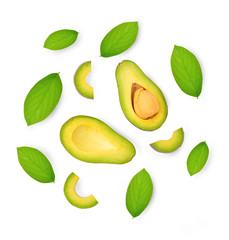 Ripe avocado on white background