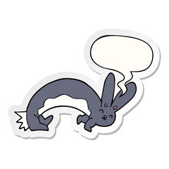 funny cartoon rabbit and speech bubble sticker