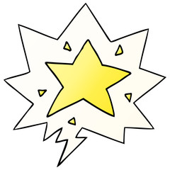 cartoon star and speech bubble in smooth gradient style