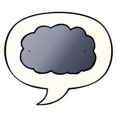 cartoon cloud and speech bubble in smooth gradient style