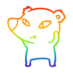 rainbow gradient line drawing cute cartoon bear