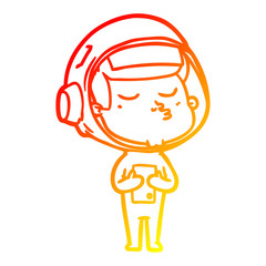 warm gradient line drawing cartoon confident astronaut