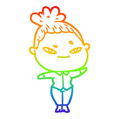 rainbow gradient line drawing cartoon woman