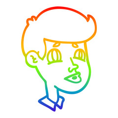 rainbow gradient line drawing cartoon boy face