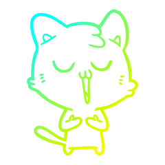 cold gradient line drawing cartoon cat singing