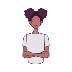 young woman on white background