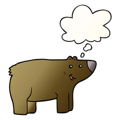 cartoon bear and thought bubble in smooth gradient style