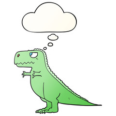 Fototapeta premium cartoon dinosaur and thought bubble in smooth gradient style