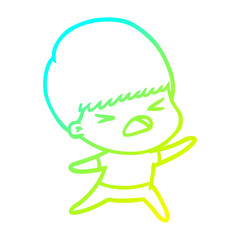 cold gradient line drawing cartoon stressed man