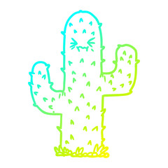 cold gradient line drawing cartoon cactus