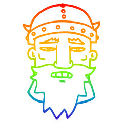 rainbow gradient line drawing cartoon viking face