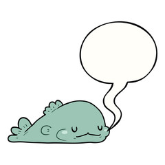 cute cartoon fish and speech bubble