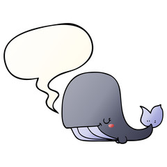 cartoon whale and speech bubble in smooth gradient style