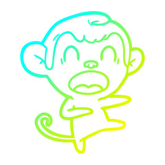 cold gradient line drawing shouting cartoon monkey dancing