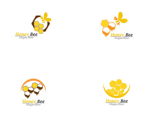 Bee and Honey comb logo template icon vector