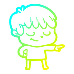 cold gradient line drawing cartoon happy boy