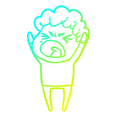 cold gradient line drawing cartoon furious man