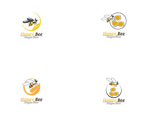 Bee and Honey comb logo template icon vector