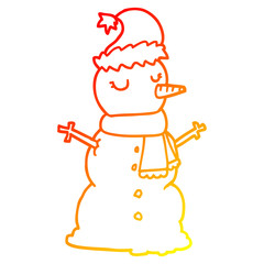 warm gradient line drawing cartoon snowman